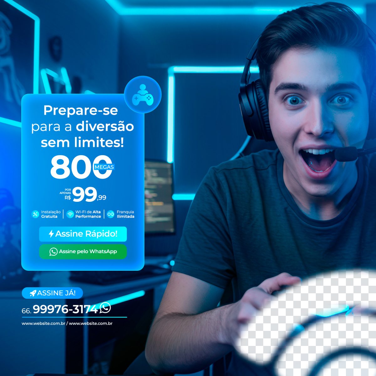 Internet Plano Gamer Oferta 800 MEGAS por 99,99 PSD Editável