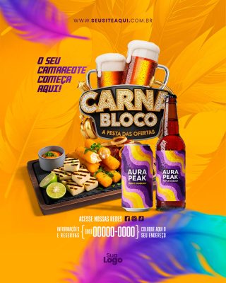 Flyer Carnaval Bloco A Festa das Ofertas O Seu Camarote Começa Aqui PSD Editável