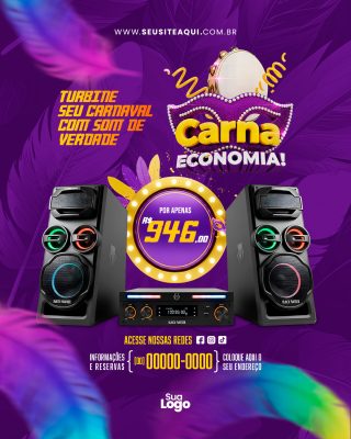 Flyer Carnaval Car ECONOMIA Turbines seu Carnaval com Som de Verdade PSD Editável