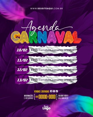 Agenda Carnaval Banda Carnafolia Eventos Festivos PSD Editável