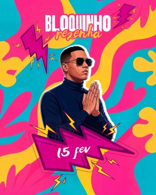 Bloquinho Rezenha 15 Fev Arte Festa Carnavalesca PSD Editável
