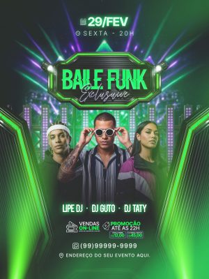 Baile Funk Exclusive Convite Moderno 29 Fev Sexta Story PSD Editável