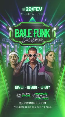 Baile Funk Exclusive Convite Moderno 29 Fev Sexta Feed PSD Editável