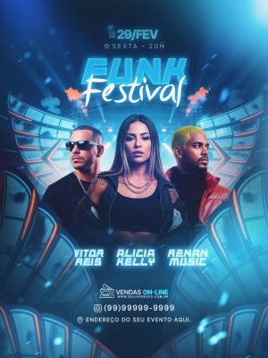 Flyer Funk Festival 29 FEV Sexta Feed PSD Editável