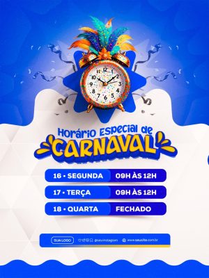 Carnaval Horário Especial Agenda de Funcionamento PSD Editável