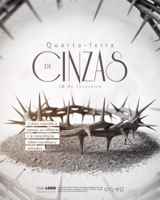 Quarta-feira de Cinzas 18 de fevereiro Coroa Espinhos Seriedade PSD Editável