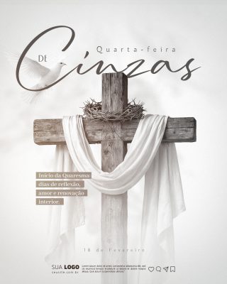 Quarta-feira de Cinzas Início da Quaresma Reflexão PSD Editável
