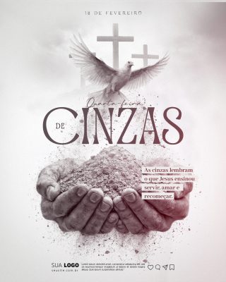 Quarta de Cinzas 18 de Fevereiro Servir Amar Recomeçar PSD Editável
