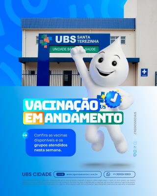 Postinho Vacinação em Andamento Social Media PSD Editável