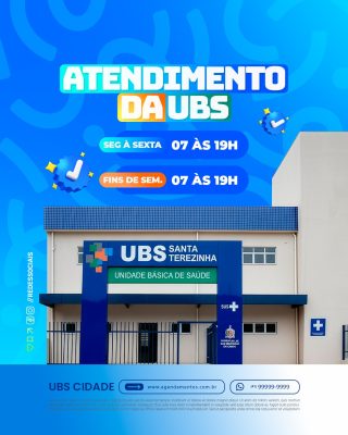 Postinho Atendimento da UBS Horários Social Media PSD Editável
