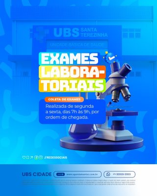 Postinho Exames Laboratóriais Social Media PSD Editável