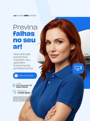 Ar Condicionado Previna Falhas no Seu Ar Social Media PSD Editável
