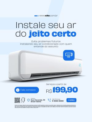 Ar Condicionado Instale Seu Ar do Jeito Certo Social Media PSD Editável
