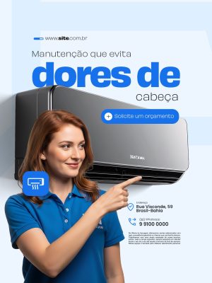 Ar Condicionado Manutenção Que Evita Dores de Cabeça Social Media PSD Editável