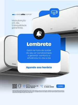 Ar Condicionado Lembrete Agende Seu Horário Social Media PSD Editável