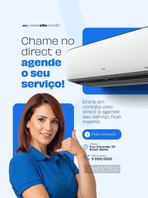Ar Condicionado Chame no Direct e Agende o Seu Serviço Social Media PSD Editável