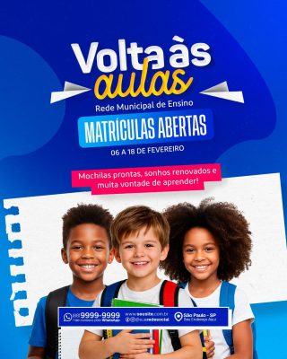 Volta às Aulas Matrículas Abertas PSD Editável