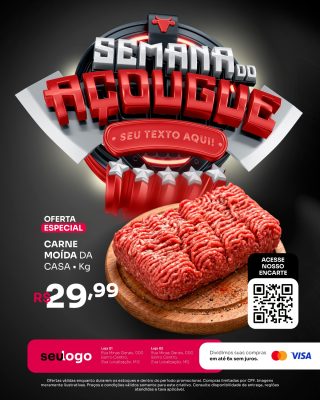 Semana do Açougue Carne Moída Supermercado Social Media PSD Editável
