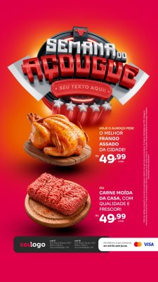 Story Encarte de Ofertas Semana do Açougue Supermercado Social Media PSD Editável