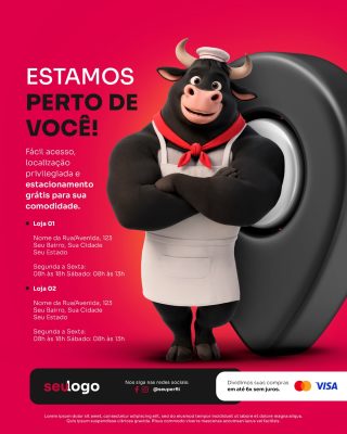 Estamos Perto de Você Localização Açougue Supermercado Social Media PSD Editável