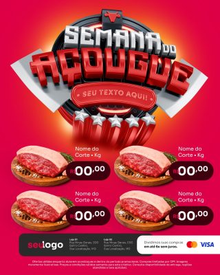 Encarte Semana do Açougue Ofertas de Carnes PSD Editável