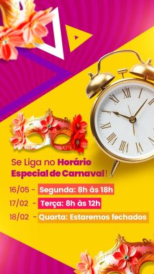Carnaval Se Liga no Horário Especial de Carnaval PSD Editável
