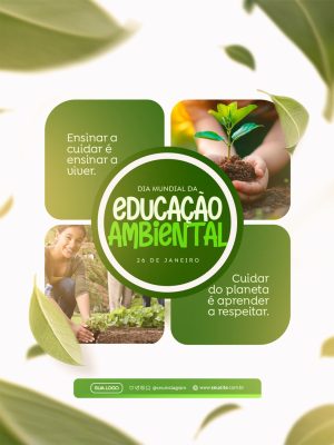 Educação Ambiental Flyer Quadrado Para Redes Sociais PSD Editável