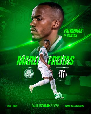 Paulistão 2026 Palmeiras vs Santos Arte de Futebol PSD Editável
