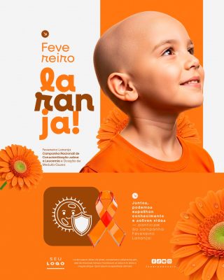 Fevereiro Laranja Conscientização Leucemia Doação Medula Óssea PSD Editável