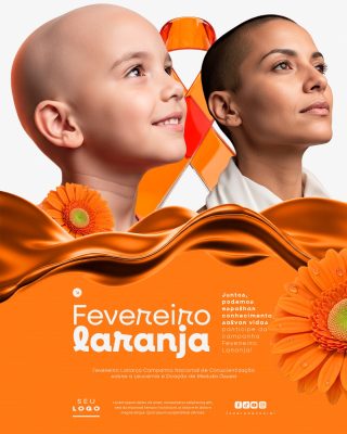 Fevereiro Laranja Campanha Leucemia Medula Óssea Conscientização PSD Editável