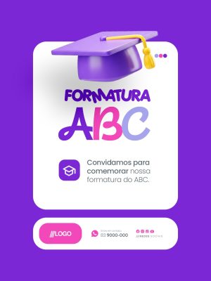 Formatura ABC Convidamos para Comemorar Nossa Formatura Social Media PSD Editável