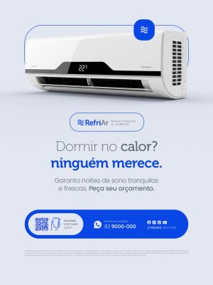 Ar Condicionado Dormir no Calor Ninguém Merece Social Media PSD Editável