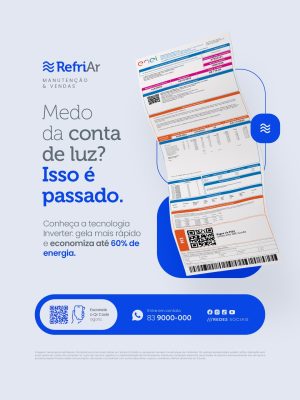 Ar Condicionado Medo da Conta de Luz Isso é Passado Social Media PSD Editável