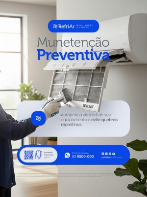 Ar Condicionado Manutenção Preventiva Social Media PSD Editável