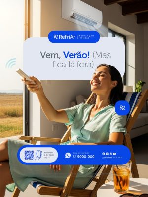 Ar Condicionado Vem Verão Mais Fica Lá Fora Social Media PSD Editável