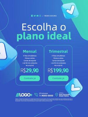 IPTV Escolha o Plano Ideal Social Media PSD Editável