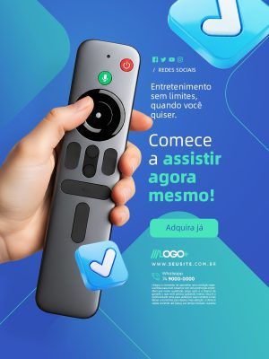 IPTV Comece a Assistir Agora Mesmo Social Media PSD Editável