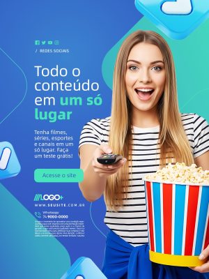 IPTV Todo o Conteúdo em Um Só Lugar Social Media PSD Editável