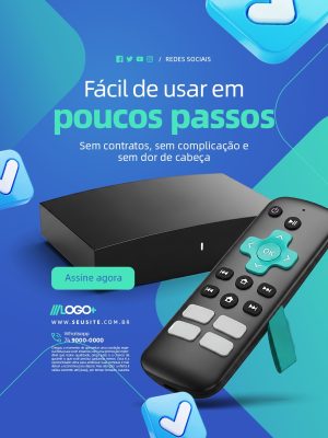 IPTV Fácil de Usar em Poucos Passos Social Media PSD Editável