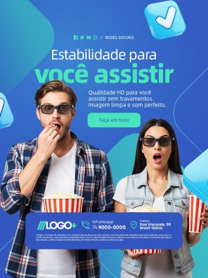 IPTV Estabilidade para Você Assistir Social Media PSD Editável