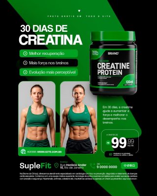 Loja de Suplementos 30 Dia s de Creatina Social Media PSD Editável