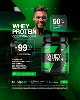 Loja de Suplementos Whey Protein Social Media PSD Editável