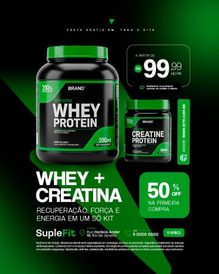 Loja de Suplementos Whey Creatina Social Media PSD Editável
