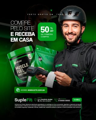 Loja de Suplementos Compre Pelo Site Social Media PSD Editável