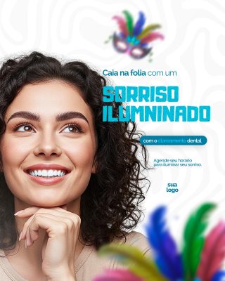 Carnaval Sorriso Iluminado Clareamento Dental Oferta Festiva PSD Editável