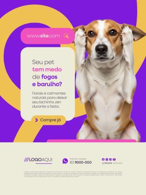 Petshop Seu Pet Tem Medo de Fogos e Barulhos Social Media PSD Editável