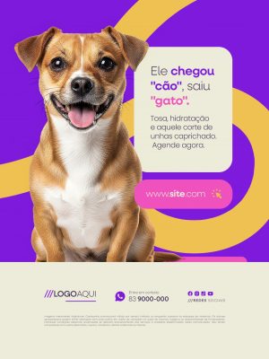 Petshop Ele Chegou Cão Saiu Gato Social Media PSD Editável