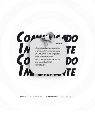 Comunicado Importante Pausa nas Atividades Empresa PSD Editável