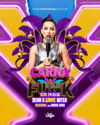 Flyer Carnafunk Evento Dias 14 15 16 Deixa o Grave Bater PSD Editável