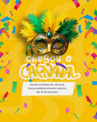Carnaval Chegou o Carnaval Máscara e Confetes Coloridos PSD Editável